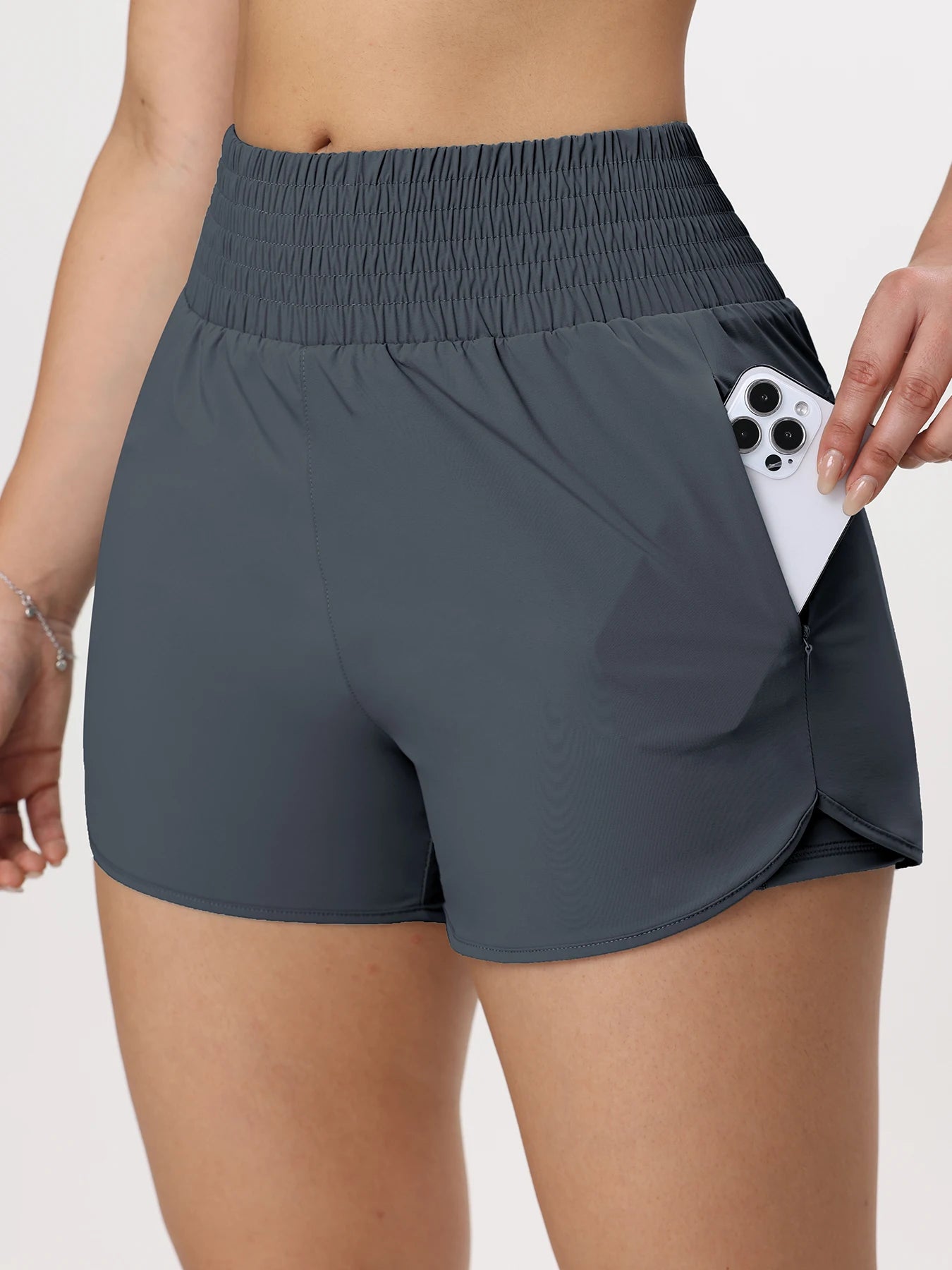 2024 Pockets Shorts Woman High Waist Fashion Stretch Athletic Sport Shorts Woman Running Outdoors Fitness Short Pants