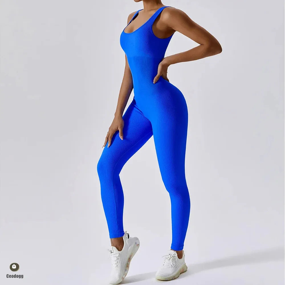 Pad Seamless One Piece Yoga Suit Jumpsuit Belly Tightening Fitness Workout Set Bodysuit Gym Clothes Push Up Sportswear