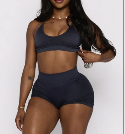 2PCS Pad Women Sport Sets Push Up Yoga Pants Hollow Back Gym Fitness Bra Workout Running Leggings, Seamless Sets