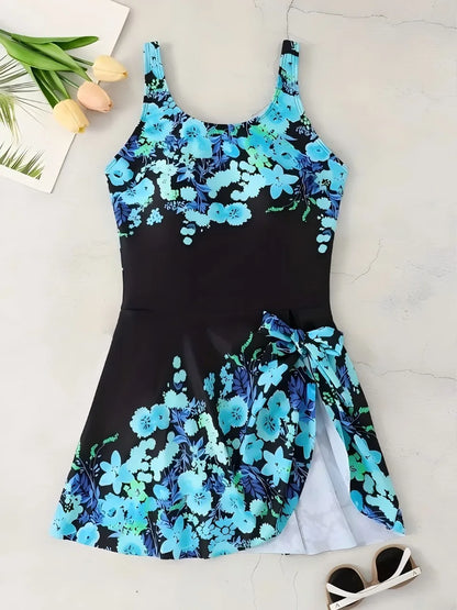 Strappy Printed One Piece Swimsuit Women Side Knotted Beach Dress Swimwear Female Bathing Swimming Suit Padded Beachwear