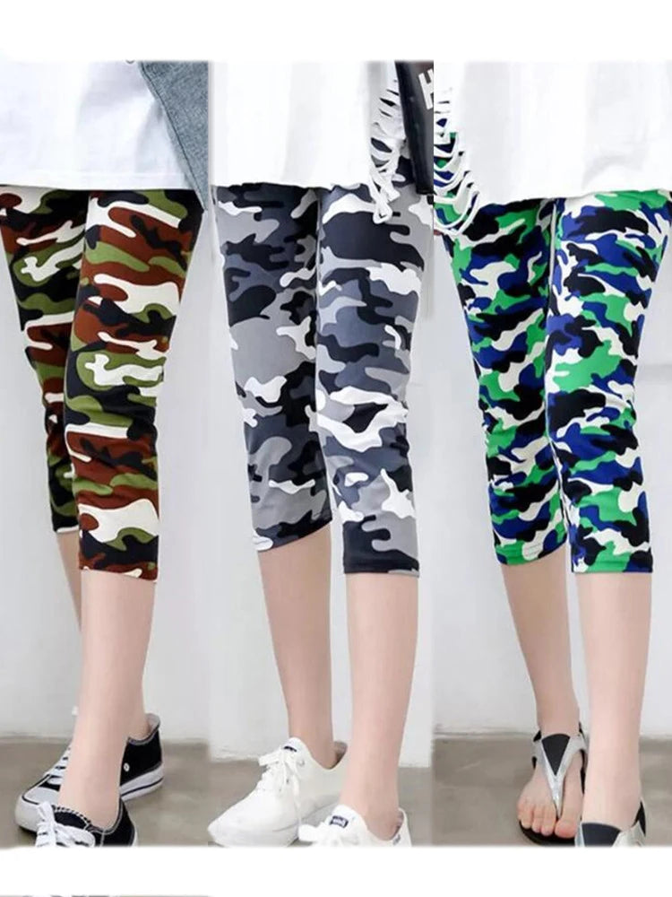 Fitness Leggins Polyester Capris Workout Trousers Camouflage Printed Leggings Women Lady Army Green High Elastic