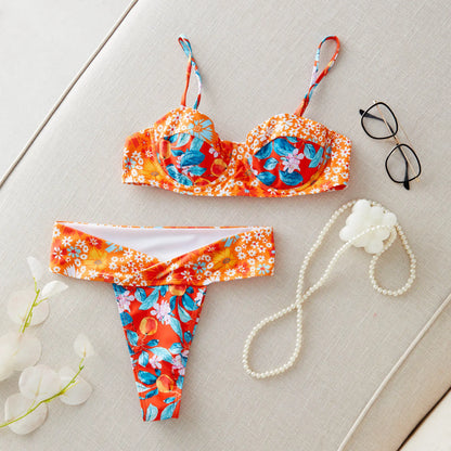 Brazilian Bikini Set Women Print Biquini Female Cut Bikinis Swimwear Push Up Swimsuit Bath Suit