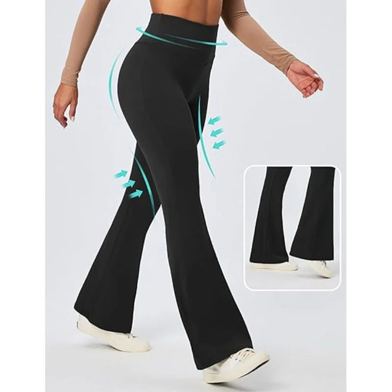 Soft High Waisted Tummy Control Workout Yoga Pants Butt Lifting Flare Leggings for Women Wide Leg Flared Yoga Pants