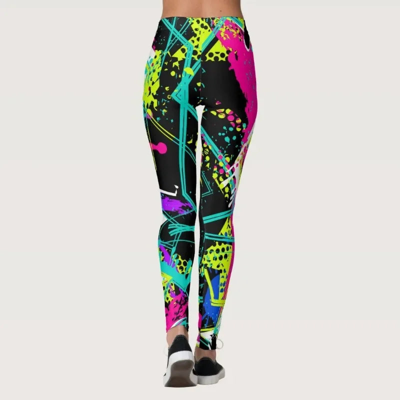 Women graffiti print Gym Yoga Pants Sports Clothes Stretchy High Waist Push Athletic Exercise Fitness Leggings Activewear Pants