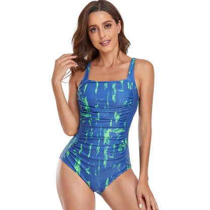 Women's One-Piece Swimsuit Digital Print Tummy Control Backless Multi-Color Swimwear for Women Bathers