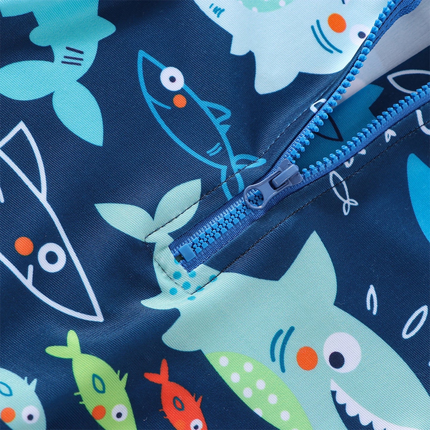 Toddler Baby Boys Shark Printed Rush Guard Kids Cute Beachwear Short Sleeve Swimwear Zipper Jumpsuit Infant Swimsuit