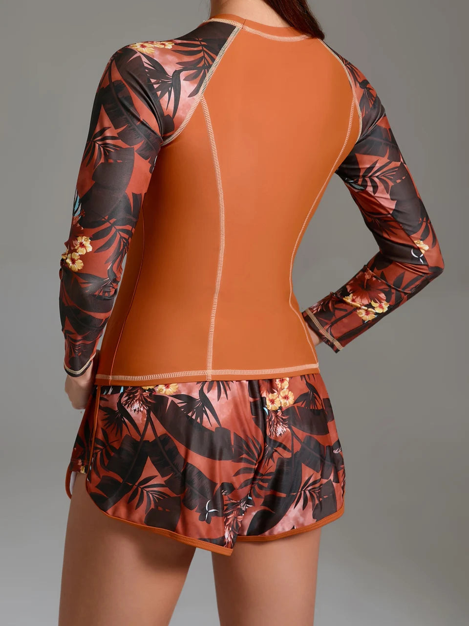 Two Pieces Surfing Swimsuit Female Long Sleeve Rash Guard Print Swimwear Women Diving Sporty Beachwear Bathers Bathing Swimming Suit