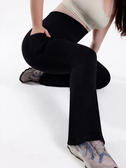 XL-4XL Plus Size Women's Super Soft High Waisted Flare Pants, Leggings Tummy Control Soft Bootleg Bell Bottoms Running
