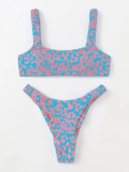 micro bikini women orange leopard print push up padded thong swimsuit female cut out bathing suit swimwear biquini