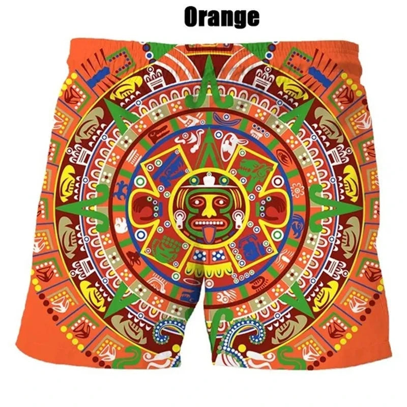 Men's & Boys' Aztec Calendar Print Board Shorts