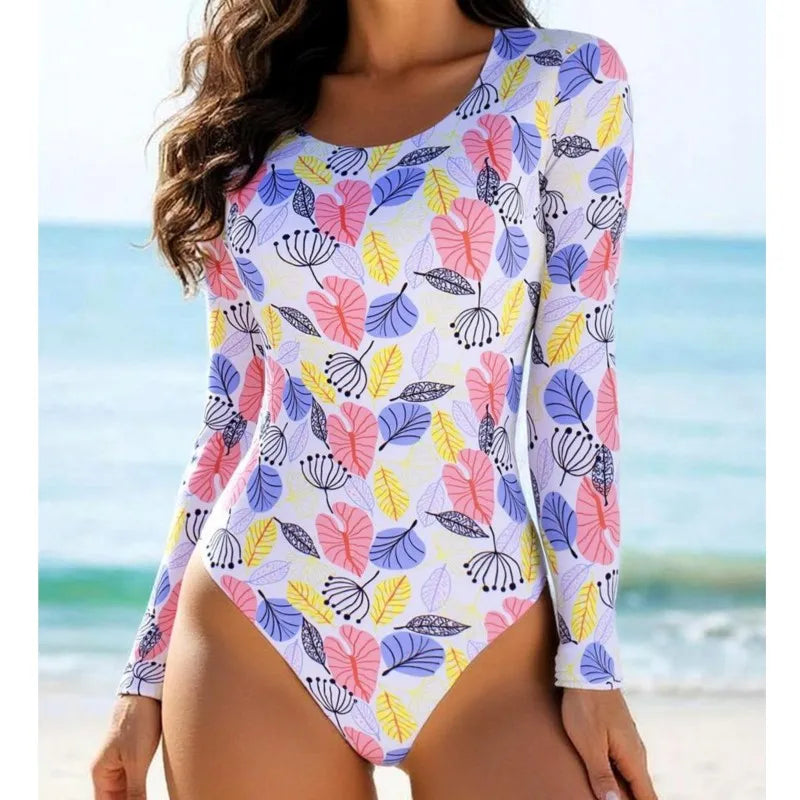 Rash Guard Swimsuit Women Summer Bathing Suit Long Sleeve Swimwear Women Beach Swimming Suit For Female