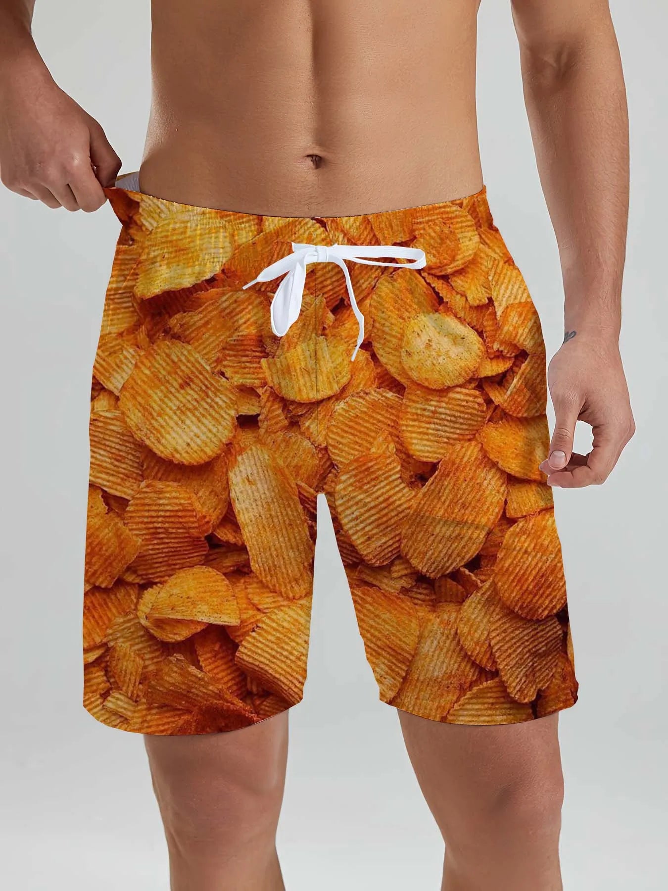 Fashion Fast Food Beach Shorts Men Cool Hawaiian Vacation Swim Trunks 3D Printing Snack Short Pants Summer Surf Board Shorts
