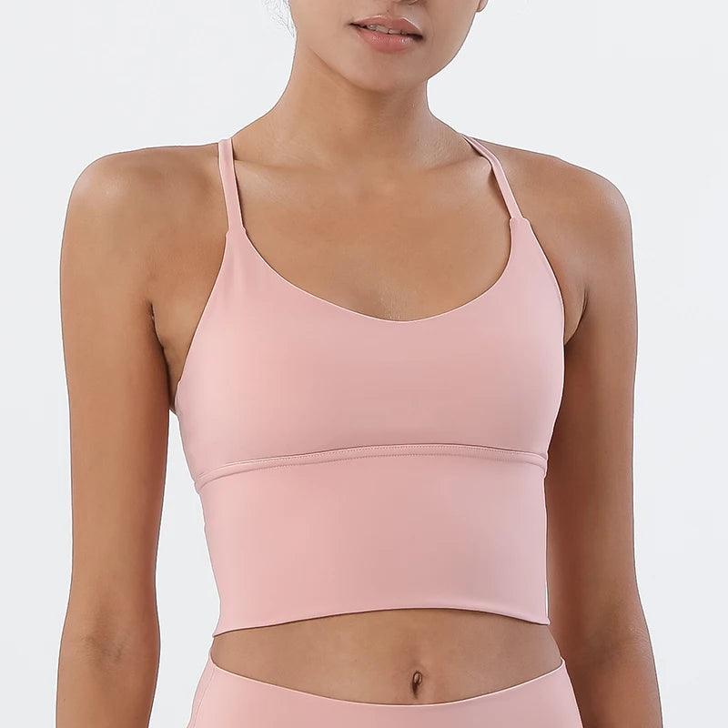 SOISOU Women's Longline Sports Bra with Removable Pads