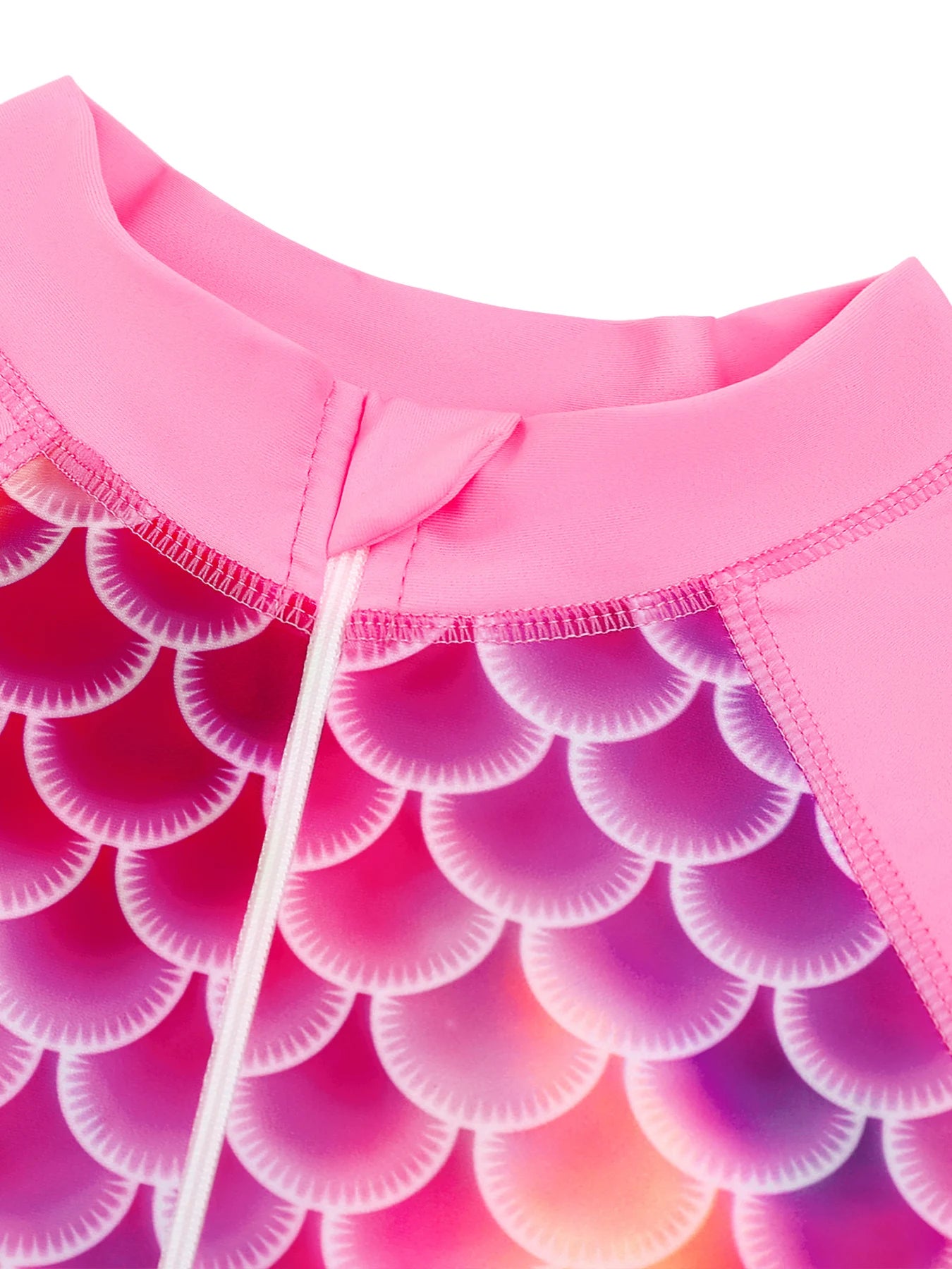 Boyleg Shorts Swimming Suit Kids One-Piece Long Sleeve Swimwear 3D Scale Print Pink Color Beach Swimsuit Girls Summer Clothes