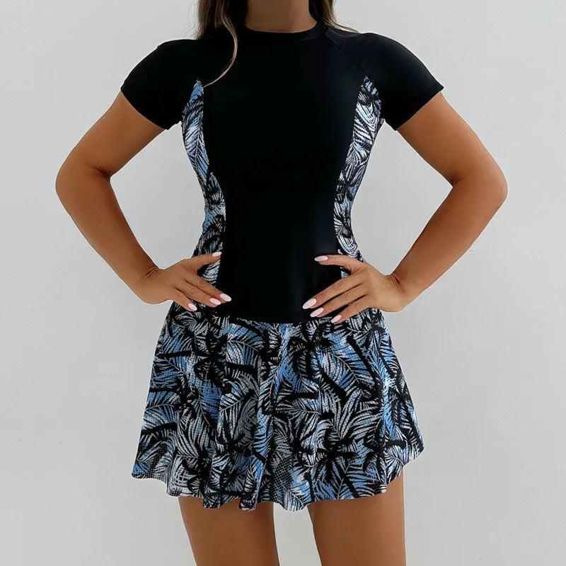 Tankini Summer Print Swimsuit With Skirt Female Swimwear Push Up For Beach Swim Wear Two-Piece Bathing Suits Pool Women's Swimming Suit