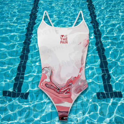 Blue Pink & Red Swirls Love The Pain Female One-piece Swimsuit  Swimwear Functional Training Bathers Squad Pool