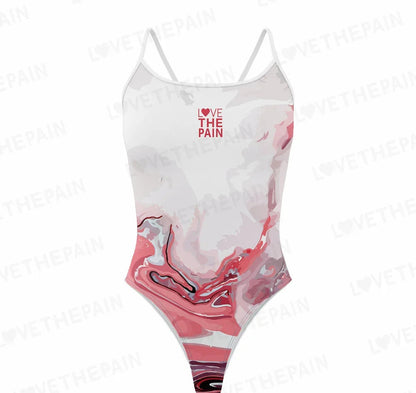 Blue Pink & Red Swirls Love The Pain Female One-piece Swimsuit  Swimwear Functional Training