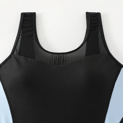 Mesh Trim Swimsuit Women One Piece Surfing Swimwear Female Bathers Pool Sport Swimming Slim Bathing Suit Summer Monokini