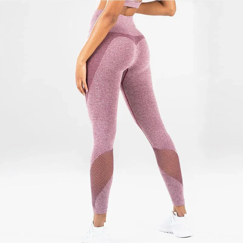 Women Yoga Pant High Waist Sport Leggings Mesh Breathable Fitness Tights Hip Lifting Running Trousers Gym Workout Leggings Female