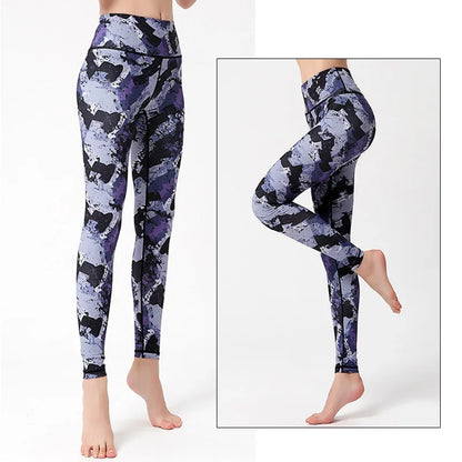 Cloud Hide Yoga Pants Sports Leggings Women High Waist Trainer Long Tights Flower Push Up Running Trouser Workout S- XL