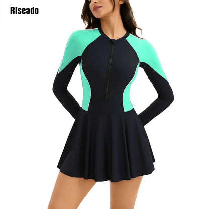 One Piece Swim Dress Body Cover Swimsuits for Women Sport Bathing Suit Swimdress Skirt Korean Style Indoor Pool