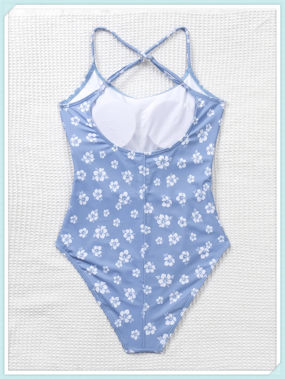 Straped Criss Back One Piece Swimsuit Vintage Swimwear Women Floral Print Bathing Suit Female Front Fold Beachwear Bodysuit