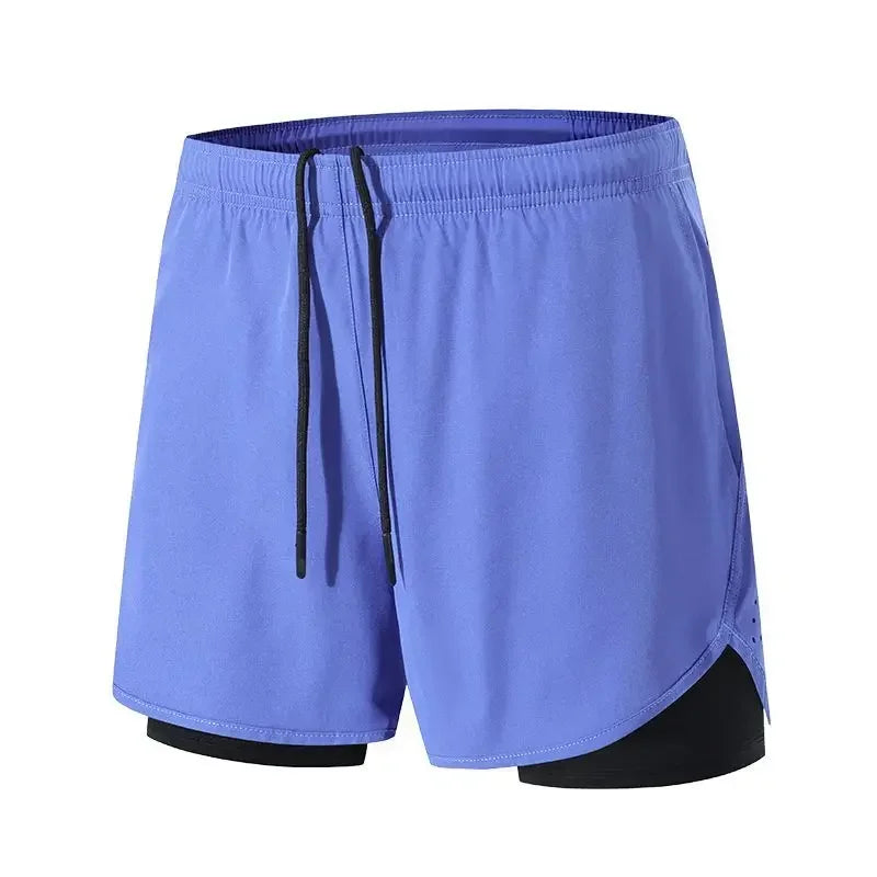 Summer 2 in 1 Jogging Clothing Gym Marathon Running Fitness Beach Shorts Men Sportswear Double-deck Training Sport Shorts Pant