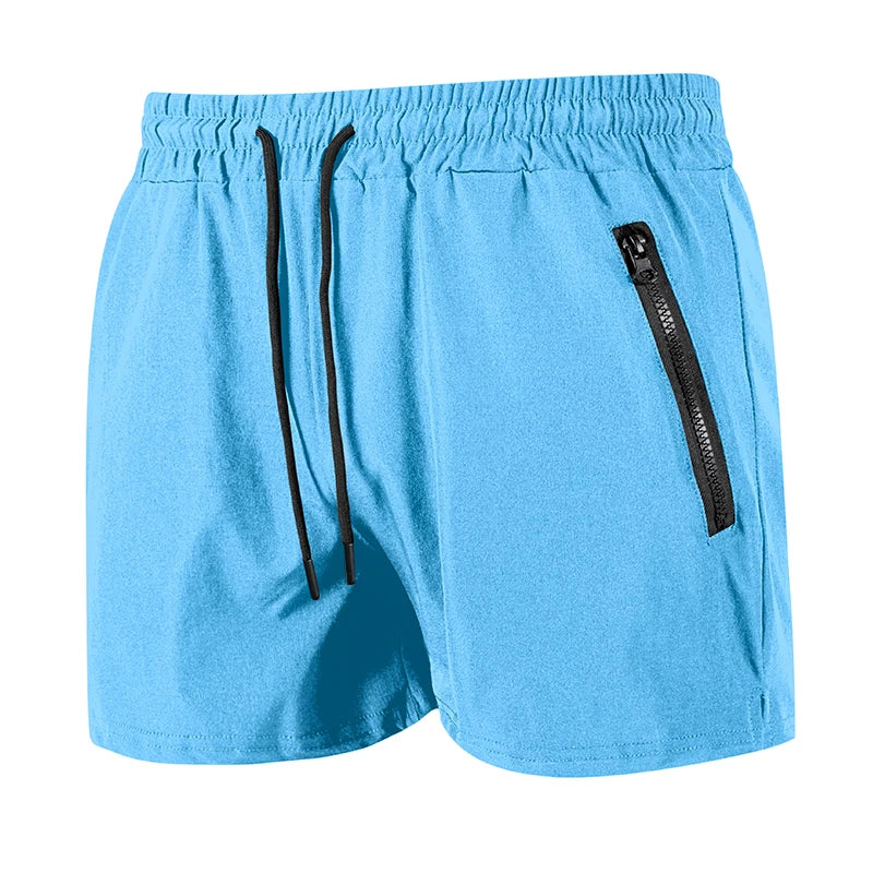 Men's Gym Workout Running Shorts with Zipper Pockets Mesh Liner Summer Sports Athletic Quick Dry Stretchy Shorts Swim Trunks