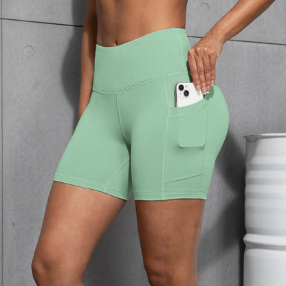 1/4PCS Women Side Pocket Yoga Short Leggings High Waist Squat Proof Fitness Pants Quick Drying Cycling Gym Leisure Sports Shorts