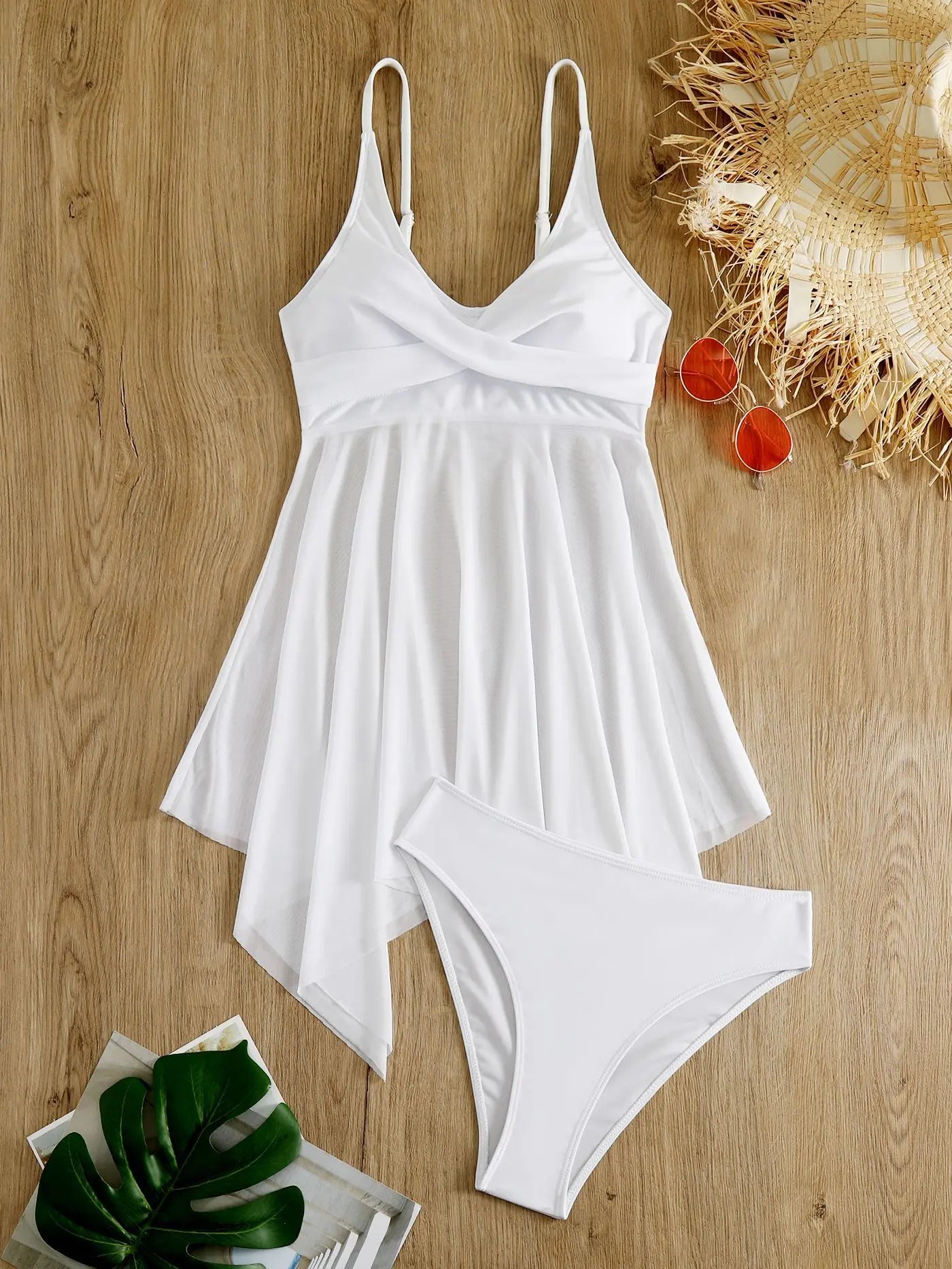 VigoCasey Solid Strapped Swimwear Women Mesh Patchwork Tankini Set Backless Push Up Swimsuit Summer Beach Bathing Suit
