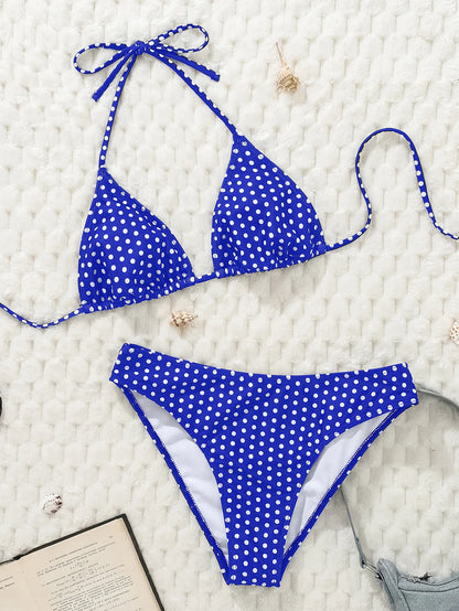 Bikini's Multi Color Choice Bathing Suit Women Dot Cheetah Print Split Swimsuit Backless Lace Up Beachwear Fashion Holiday Bikini Set Summer