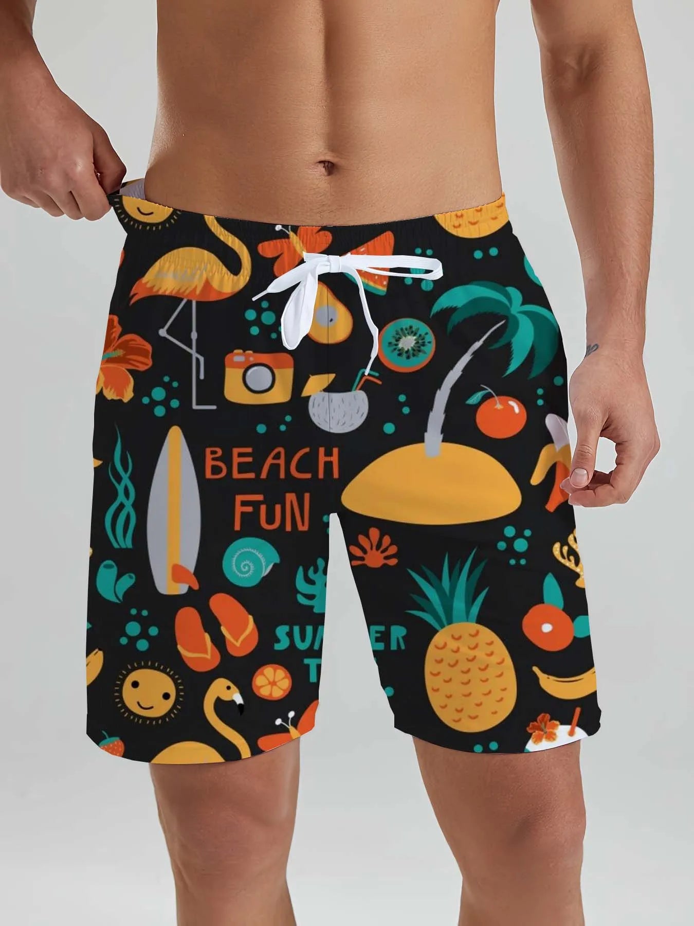 Hawaiian flamingo Vacation Beach Shorts For Men Summer Casual Street Short Pants 3D Printed  Board Shorts Swimsuit Swim Trunks