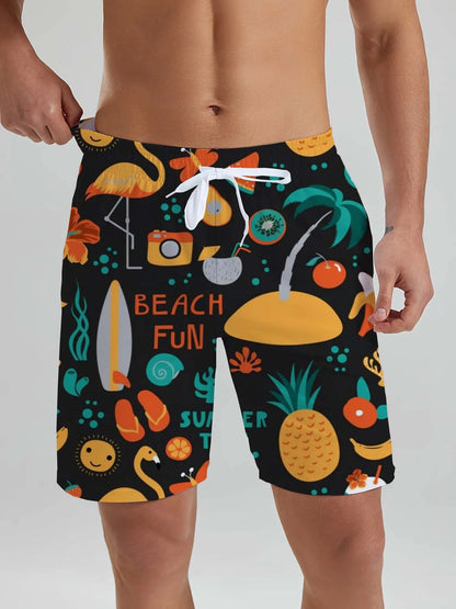 Hawaiian flamingo Vacation Beach Shorts For Men Summer Casual Street Short Pants 3D Printed  Board Shorts Swimsuit Swim Trunks
