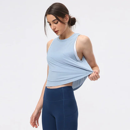 Summer Women's Yoga Shirt Sexy Sleeveless Mesh T-Shirt Sport Top Cover Up Quick Dry Gym Clothes Running Fitness Sportswear