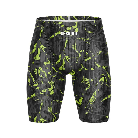 Summer Men's Pro Swim Jammer Athletic Practice Knee-Length Swimsuit Short Lycra Swimming Trunks Beach Tights Shorts Surf Pants