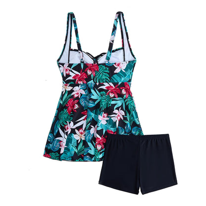 Two Pieces Swimsuit Women Beach Dress Printed Tankini Set Swimwear Female Sports Bathing Swimming Swim Suit Beachwear