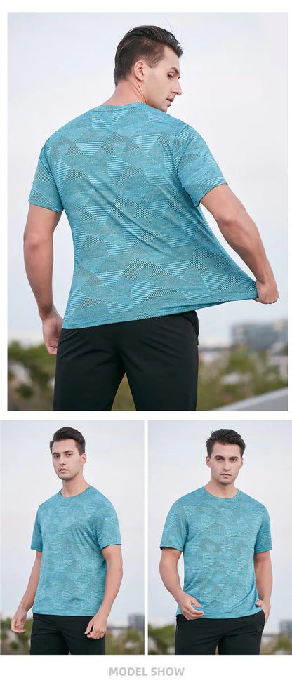 (M-5XL)Men Loose Fit Quick Dry Sport T-Shirt Running Football Basketball Gym Short Sleeve Tee Shirt Breathable Fitness Tops