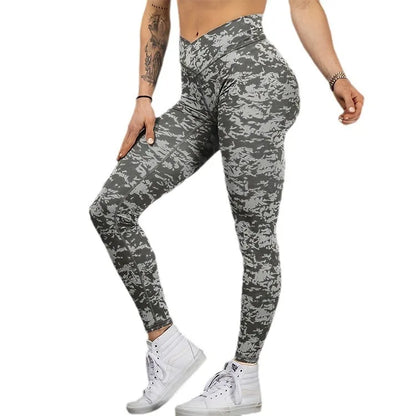 Mermaid Curve Yoga Pants Women's Digital Printed Leggings High Waist Hip Lifting Running Sports Fitness Cropped Pants Plus Size