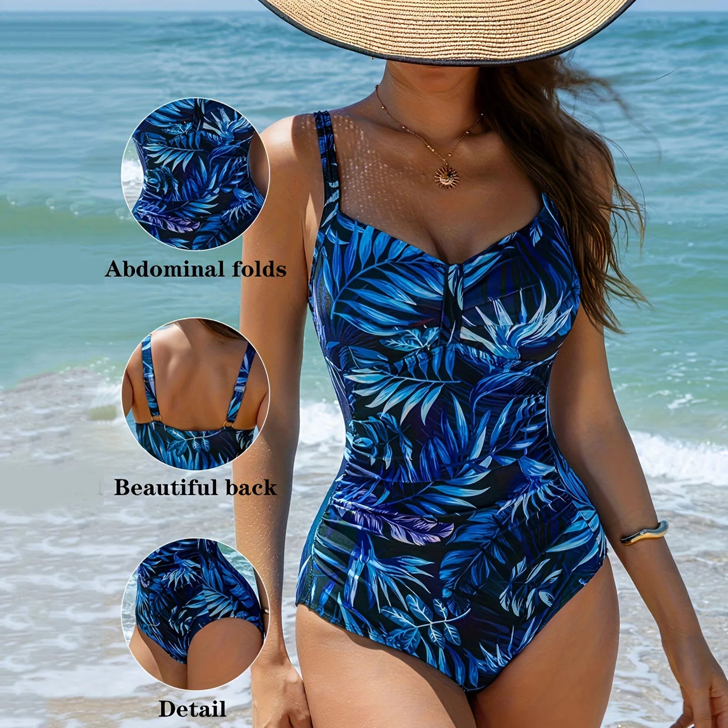 One-Piece Swimsuits Closed Female Swimwear Push Up For Women Swimming Wear Tropical Print Bathing Suits