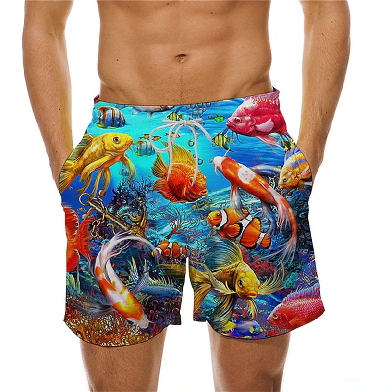 Animal Fish 3d Y2k Shorts Men Sea Creature Graphic Beach Shorts Kid Loose Casual Swimsuit Sports Pants Fashion Hawaii Swim Trunks