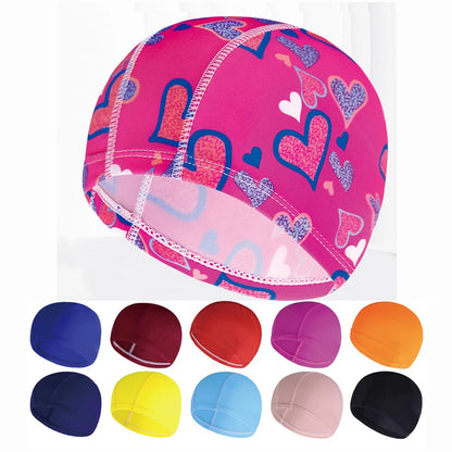Men Women Fabric Swimming Caps Multi Colors Patterns Printed Swim Pool Water Sports Bathing Hat Elastic Nylon Swim Cap for Adults