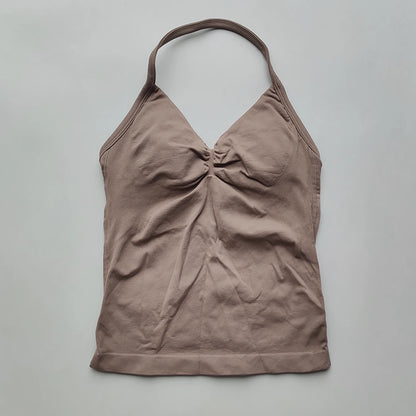 Longline Strappy Gym Tops Women's Sleeveless Workout Shirt  Gym Clothes  Scrunch Open Back Bra Running Yoga Tank Tops
