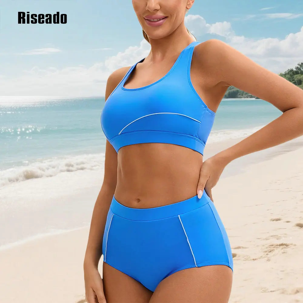Two Piece Swimsuit for Women High Waisted Bikini Sets Crop Top Tummy Control Bathing Suits Boyshorts Bottom