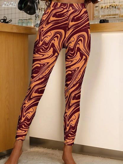 Women's Leggings Graphic Abstract  Pants Trousers Polyester Spandex Stretch Elastic Waist,Control Fall Winter Streetwear