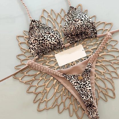 Bright Colorful Designs Women's Bikini Split Print Swimwear Fashion G-string Beach Holiday