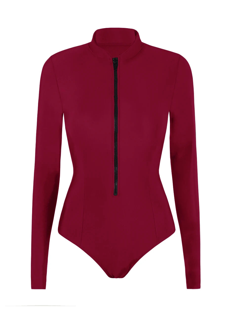 Rash Guard Swimsuit Women With Zipper Solid Long Sleeve Surfing Swimwear Female Bather Bathing Swimming Suit Beachwear