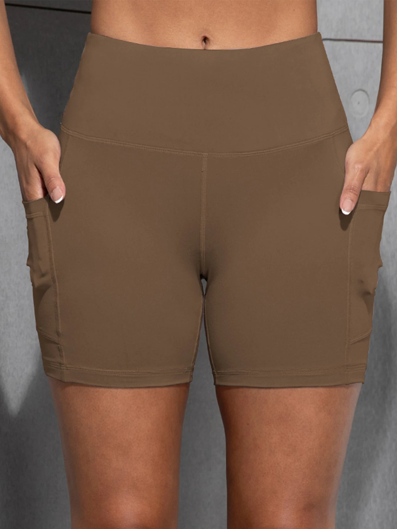 Yoga Shorts with Pockets High Waist Butt Lifting Cycling Tight Elastic Slim Running Fitness Women Shorts Sportswear