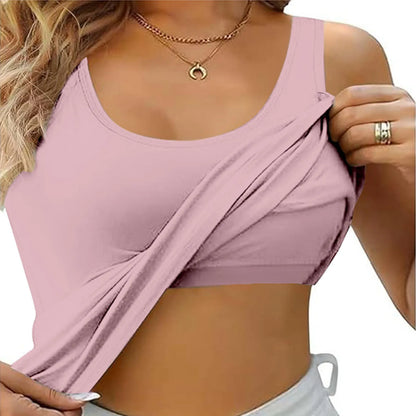 Women's Tank Tops With Built In Bras  Summer Casual Crew Neck Sleeveless Camisole Plus Size  Solid Color Tops For Women