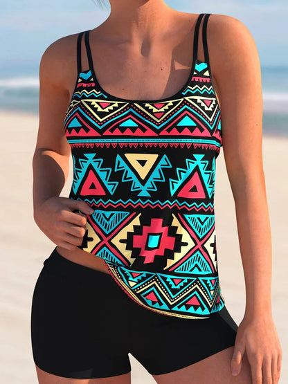 2 Piece Stripe Tankini Set Printed Swimsuit Women Swimwear Female High Waist Bathing Swimming Suit Padded Beachwear