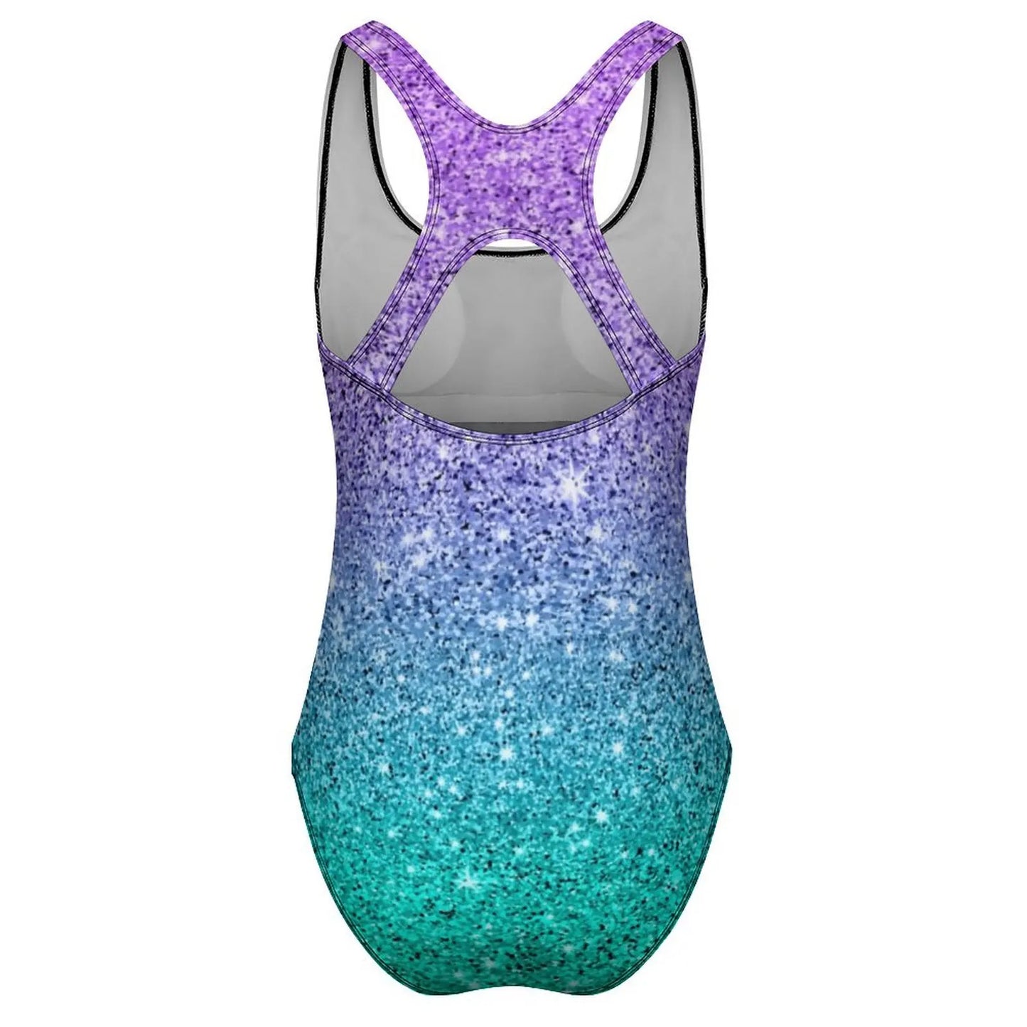 Texture Ombre Swimsuit Purple And Green Glitter Print One Piece Swimwear Push Up Fashion Bathing Suit Holiday Design Swimsuits